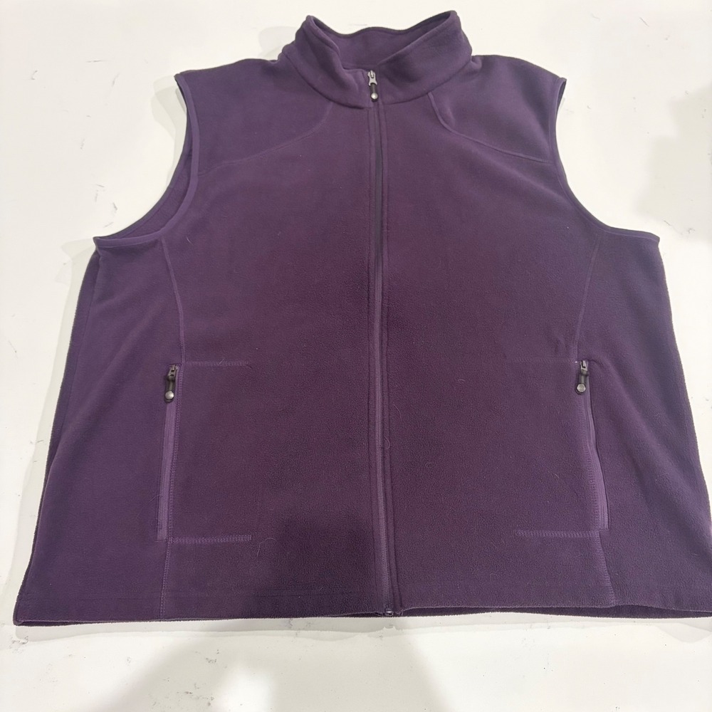North End Womens XXL Purple Fleece Vest Full Zip Mock Neck Sleeveless Jacket